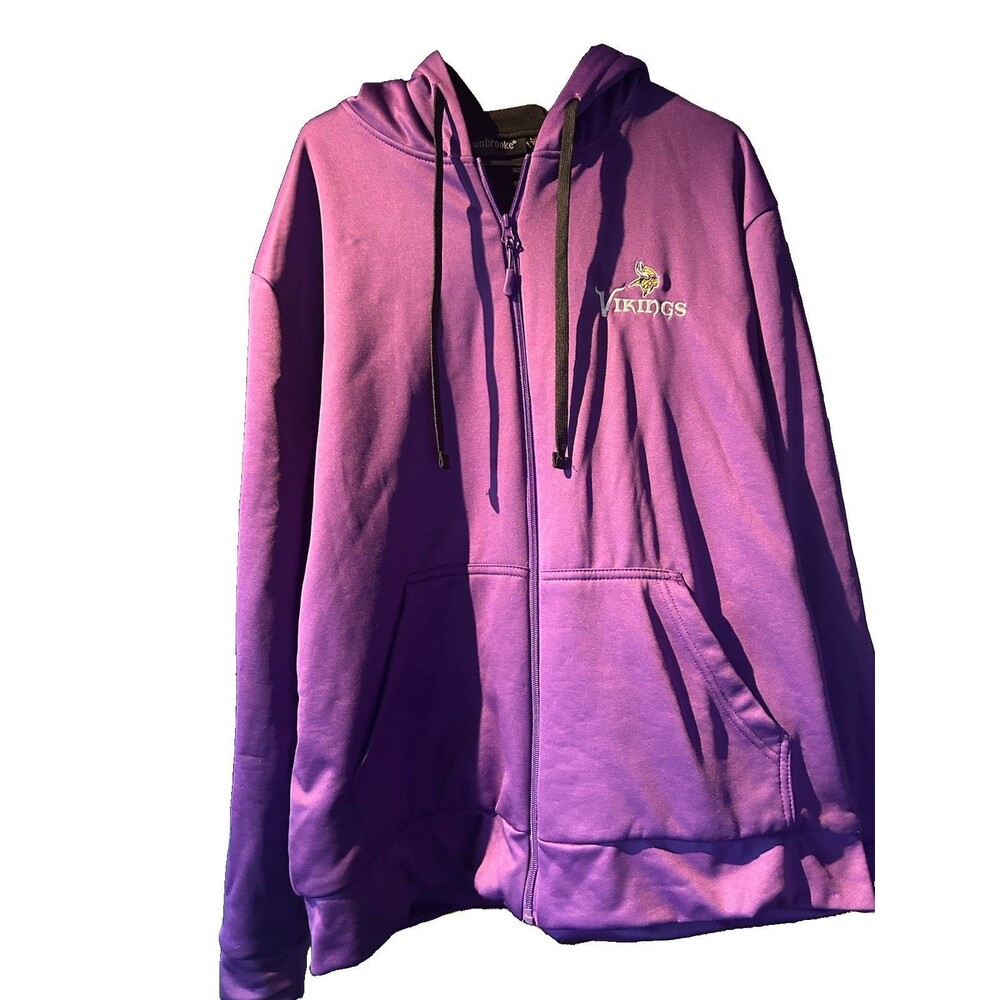 Minnesota Vikings Hoodie Mens - Size L - NFL Pullover Performance Fleece -Purple